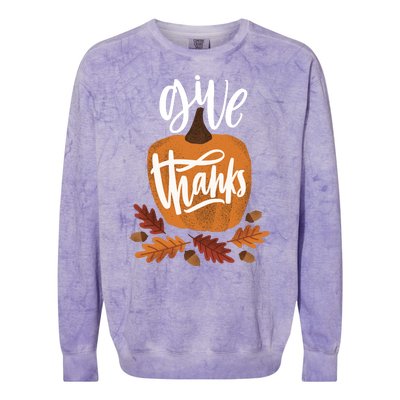 Give Thanks Vintage Fall Thanksgiving Colorblast Crewneck Sweatshirt