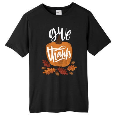 Give Thanks Vintage Fall Thanksgiving Tall Fusion ChromaSoft Performance T-Shirt