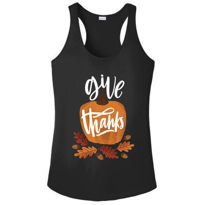 Give Thanks Vintage Fall Thanksgiving Ladies PosiCharge Competitor Racerback Tank