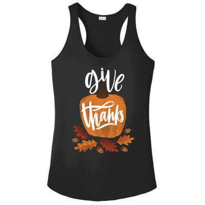 Give Thanks Vintage Fall Thanksgiving Ladies PosiCharge Competitor Racerback Tank