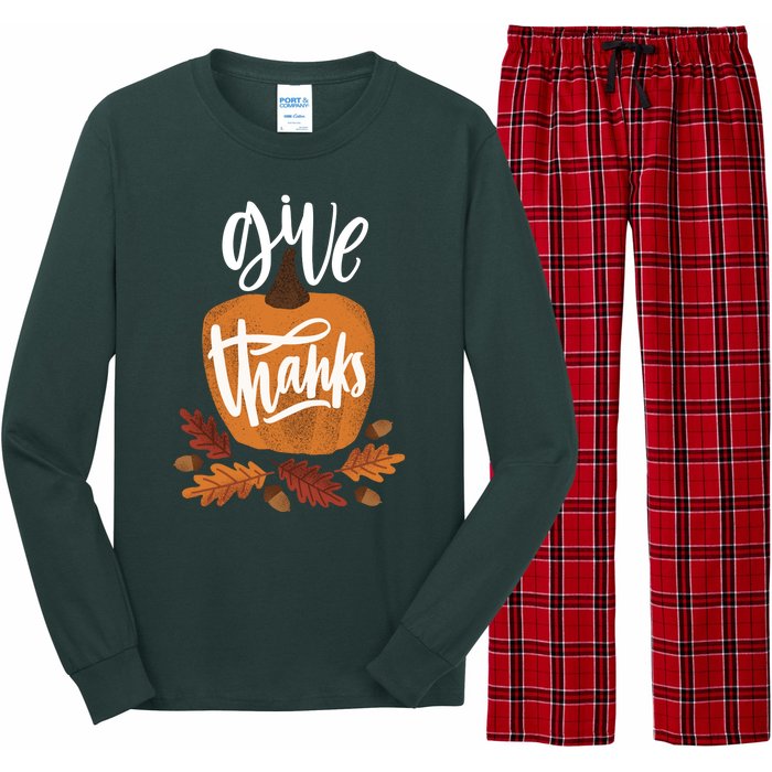 Give Thanks Vintage Fall Thanksgiving Long Sleeve Pajama Set