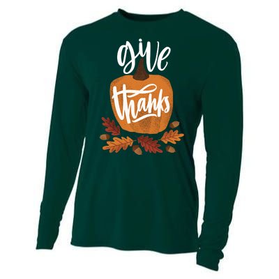 Give Thanks Vintage Fall Thanksgiving Cooling Performance Long Sleeve Crew