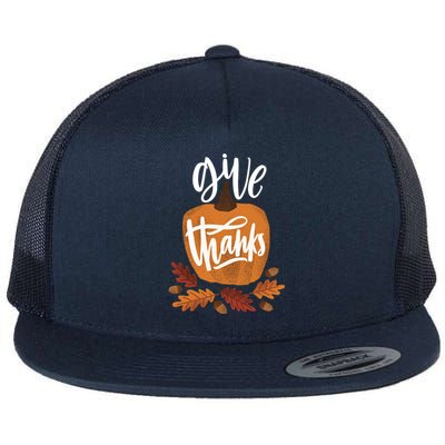 Give Thanks Vintage Fall Thanksgiving Flat Bill Trucker Hat