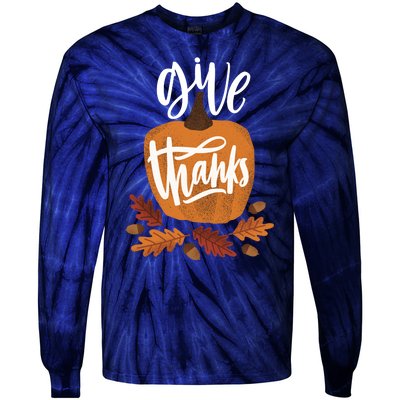 Give Thanks Vintage Fall Thanksgiving Tie-Dye Long Sleeve Shirt