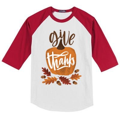 Give Thanks Vintage Fall Thanksgiving Kids Colorblock Raglan Jersey