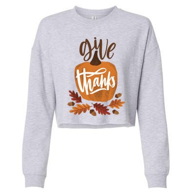 Give Thanks Vintage Fall Thanksgiving Cropped Pullover Crew