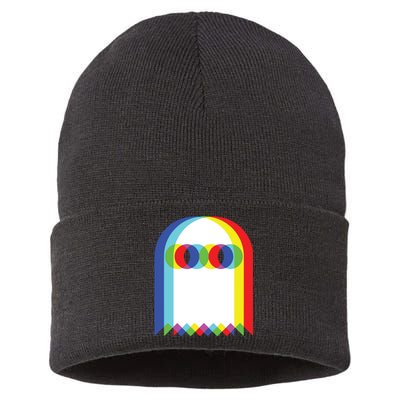 Ghost Trippy Vaporwave Halloween Techno Rave Edm Music Party Sustainable Knit Beanie