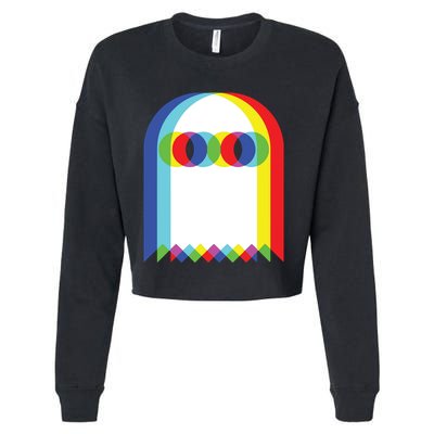 Ghost Trippy Vaporwave Halloween Techno Rave Edm Music Party Cropped Pullover Crew
