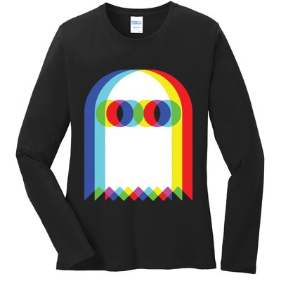Ghost Trippy Vaporwave Halloween Techno Rave Edm Music Party Ladies Long Sleeve Shirt