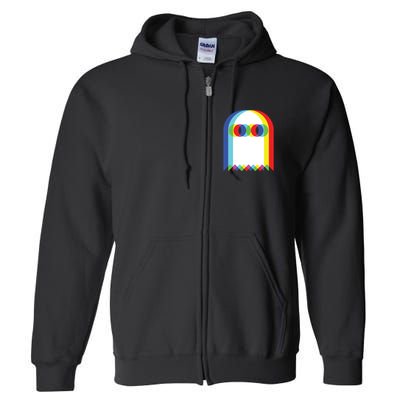 Ghost Trippy Vaporwave Halloween Techno Rave Edm Music Party Full Zip Hoodie