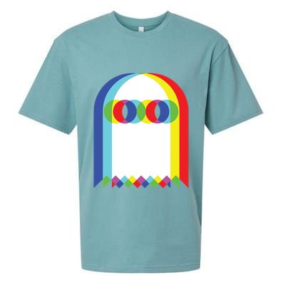 Ghost Trippy Vaporwave Halloween Techno Rave Edm Music Party Sueded Cloud Jersey T-Shirt