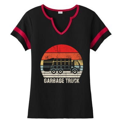 Garbage Truck Vintage Retro Ladies Halftime Notch Neck Tee