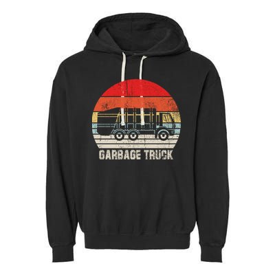 Garbage Truck Vintage Retro Garment-Dyed Fleece Hoodie