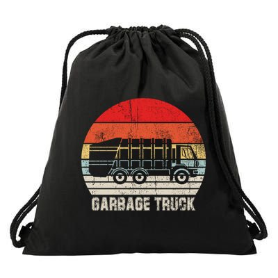 Garbage Truck Vintage Retro Drawstring Bag