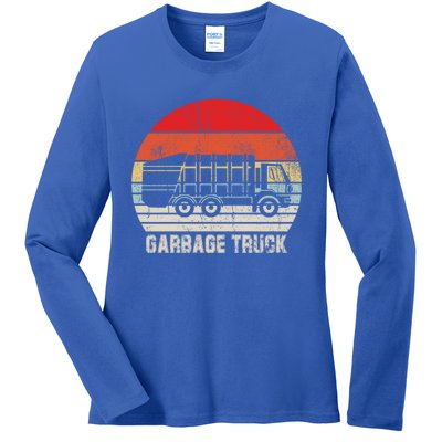 Garbage Truck Vintage Retro Ladies Long Sleeve Shirt