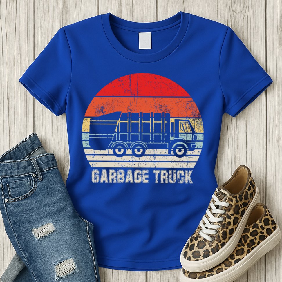 Garbage Truck Vintage Retro Womens T-Shirt