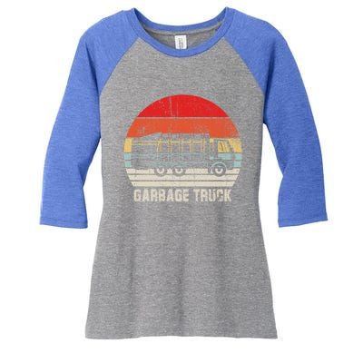 Garbage Truck Vintage Retro Women's Tri-Blend 3/4-Sleeve Raglan Shirt