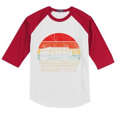 Garbage Truck Vintage Retro Kids Colorblock Raglan Jersey