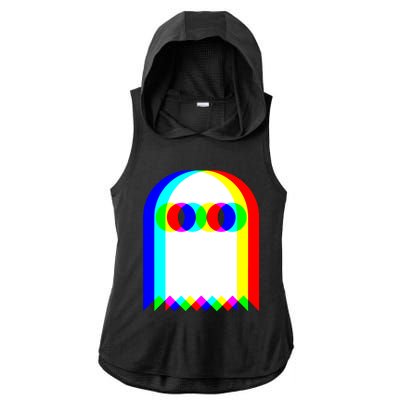 Ghost Trippy Vaporwave Halloween Techno Rave EDM Music Party Ladies PosiCharge Tri-Blend Wicking Draft Hoodie Tank