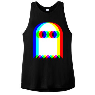 Ghost Trippy Vaporwave Halloween Techno Rave EDM Music Party Ladies PosiCharge Tri-Blend Wicking Tank