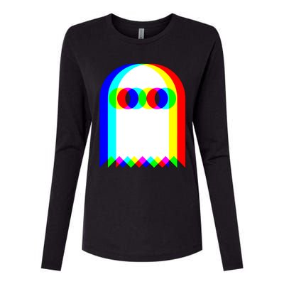 Ghost Trippy Vaporwave Halloween Techno Rave EDM Music Party Womens Cotton Relaxed Long Sleeve T-Shirt