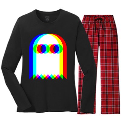 Ghost Trippy Vaporwave Halloween Techno Rave EDM Music Party Women's Long Sleeve Flannel Pajama Set 