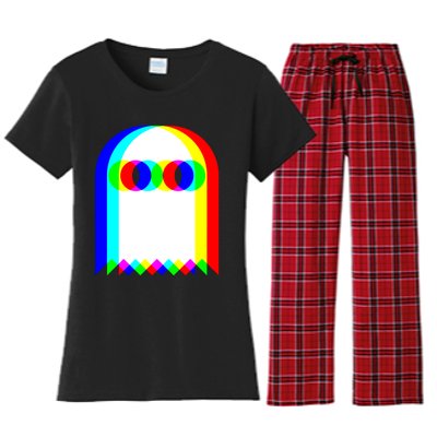 Ghost Trippy Vaporwave Halloween Techno Rave EDM Music Party Women's Flannel Pajama Set