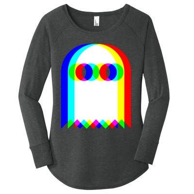 Ghost Trippy Vaporwave Halloween Techno Rave EDM Music Party Women's Perfect Tri Tunic Long Sleeve Shirt