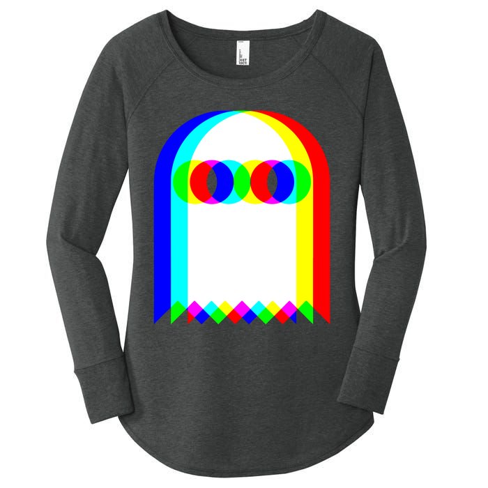 Ghost Trippy Vaporwave Halloween Techno Rave EDM Music Party Women's Perfect Tri Tunic Long Sleeve Shirt