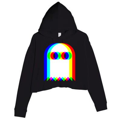 Ghost Trippy Vaporwave Halloween Techno Rave EDM Music Party Crop Fleece Hoodie