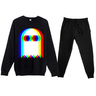 Ghost Trippy Vaporwave Halloween Techno Rave EDM Music Party Premium Crewneck Sweatsuit Set