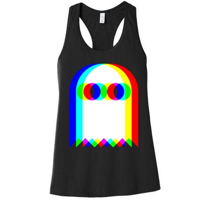 Ghost Trippy Vaporwave Halloween Techno Rave EDM Music Party Women's Racerback Tank