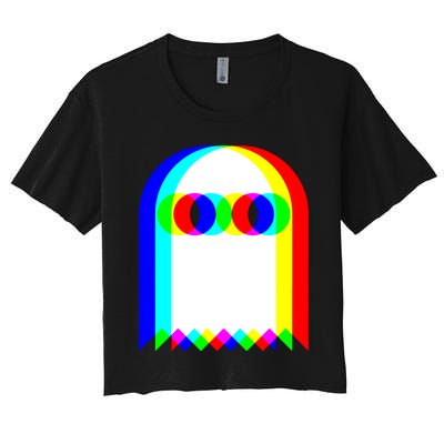 Ghost Trippy Vaporwave Halloween Techno Rave EDM Music Party Women's Crop Top Tee