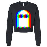 Ghost Trippy Vaporwave Halloween Techno Rave EDM Music Party Cropped Pullover Crew