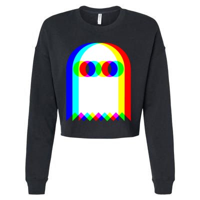 Ghost Trippy Vaporwave Halloween Techno Rave EDM Music Party Cropped Pullover Crew