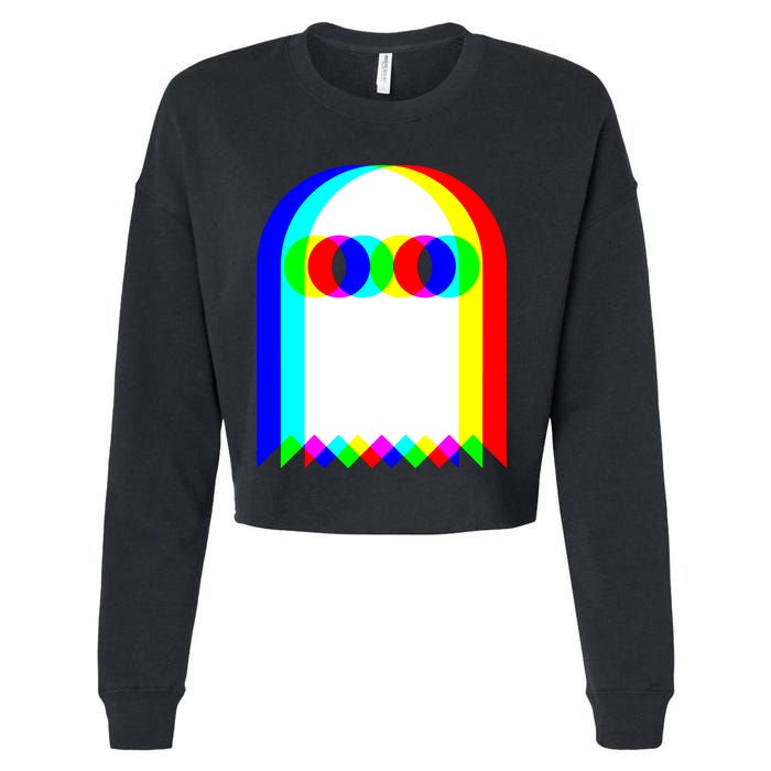 Ghost Trippy Vaporwave Halloween Techno Rave EDM Music Party Cropped Pullover Crew