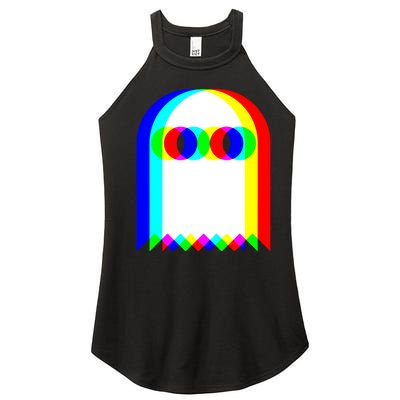 Ghost Trippy Vaporwave Halloween Techno Rave EDM Music Party Women's Perfect Tri Rocker Tank