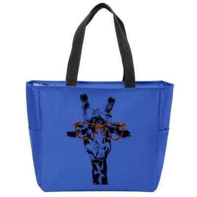 Giraffe Tee Vintage Animal Tiger Print Glasses Gift Zip Tote Bag