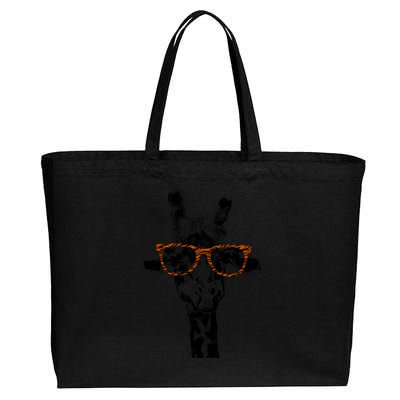 Giraffe Tee Vintage Animal Tiger Print Glasses Gift Cotton Canvas Jumbo Tote