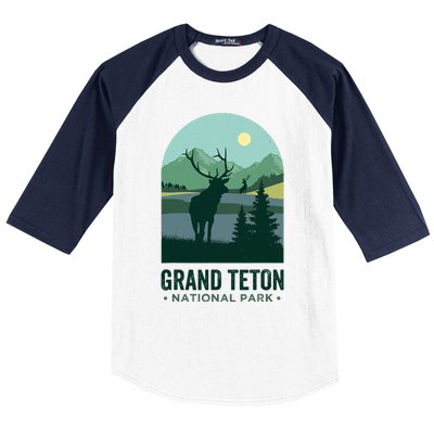 Grand Tetons Vintage Elks Grand Teton National Park Baseball Sleeve Shirt