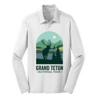 Grand Tetons Vintage Elks Grand Teton National Park Silk Touch Performance Long Sleeve Polo