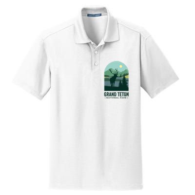 Grand Tetons Vintage Elks Grand Teton National Park Dry Zone Grid Polo