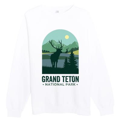 Grand Tetons Vintage Elks Grand Teton National Park Premium Crewneck Sweatshirt