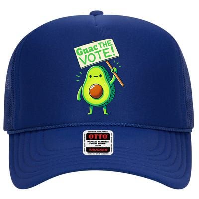 Guac The Vote Funny Avocado Voting Election High Crown Mesh Back Trucker Hat