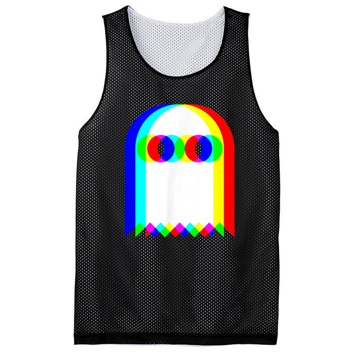 Ghost Trippy Vaporwave Halloween Techno Rave Edm Music Party Mesh Reversible Basketball Jersey Tank