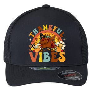 Groovy Thankful Vibes Dabbing Turkey Autumn Thanksgiving Gift Flexfit Unipanel Trucker Cap