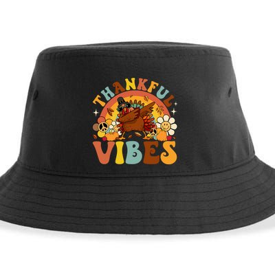 Groovy Thankful Vibes Dabbing Turkey Autumn Thanksgiving Gift Sustainable Bucket Hat