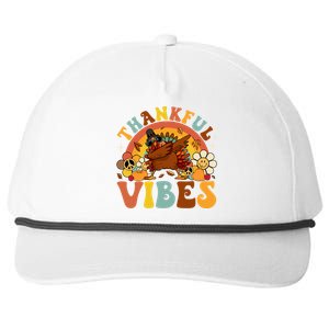 Groovy Thankful Vibes Dabbing Turkey Autumn Thanksgiving Gift Snapback Five-Panel Rope Hat