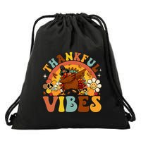 Groovy Thankful Vibes Dabbing Turkey Autumn Thanksgiving Gift Drawstring Bag