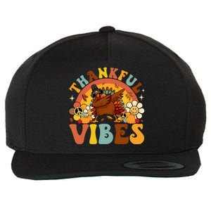 Groovy Thankful Vibes Dabbing Turkey Autumn Thanksgiving Gift Wool Snapback Cap